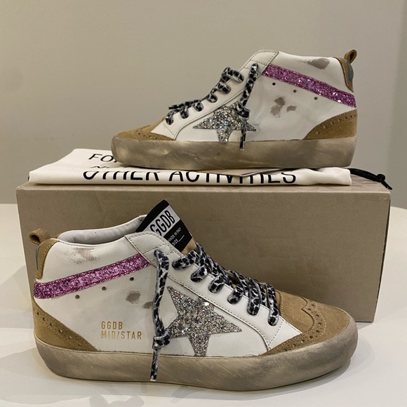 Golden Goose Mid Star White/Cappuccino/Purple NIB - Picture 3 of 11